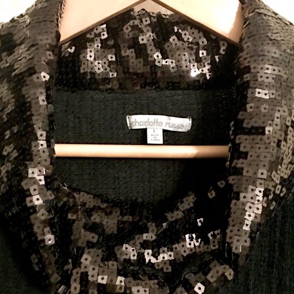 🦃 Charlotte Ruse Black Sequin Cowl Neck Dolman Sweater L NWT. - Picture 14 of 14